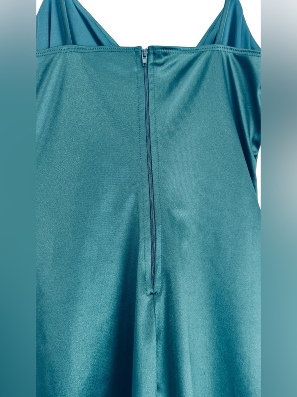 Windsor Teal Satin Ruched Tulip Hem Mini Dress - Size [L ] - Cocktail Party - Picture 6 of 7